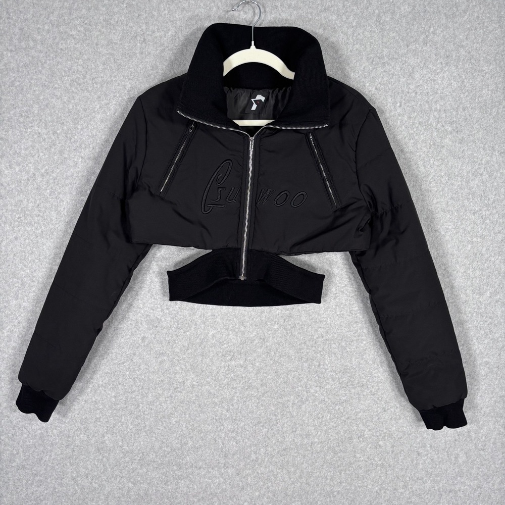 Gsuwoo Cropped Puffer Jacket Large Cut Out Waist Streetwear Hip Hop Baddie Urban